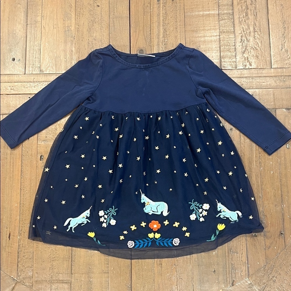 Hanna andersson navy unicorn tulle twirl dress size 3